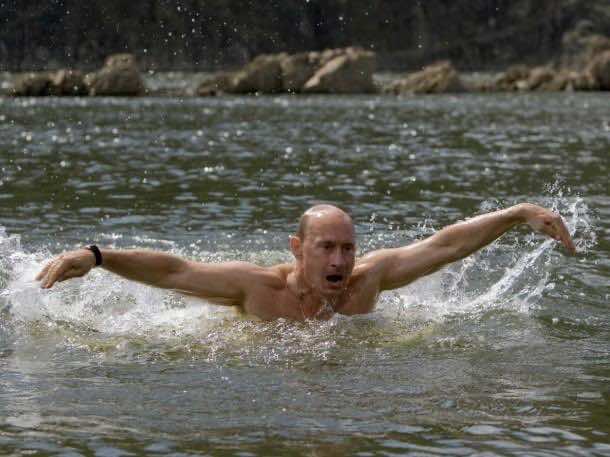 Putin swimming