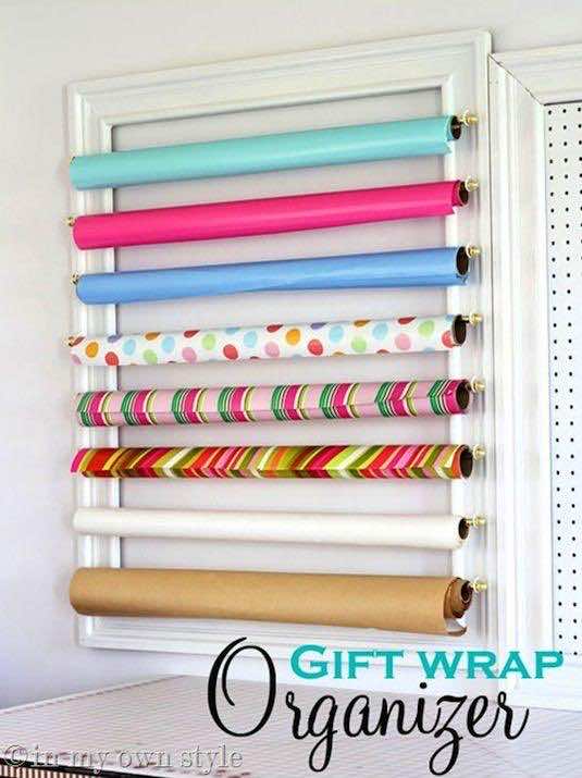 17. DIY Gift Wrap Organizer