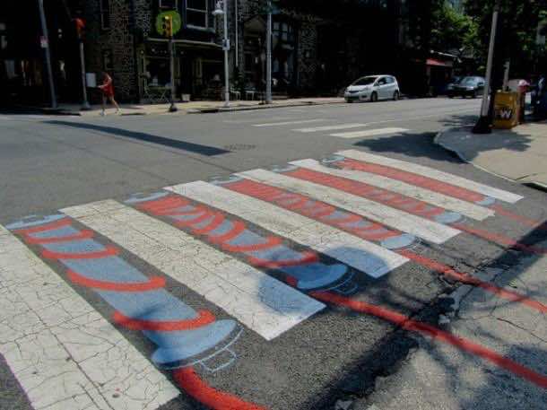 15. Yarn crosswalk in Philadelphia, U.S.