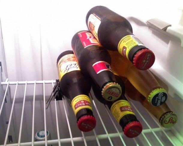 7. Binder clip to keep your bottles from toppling in the fridge