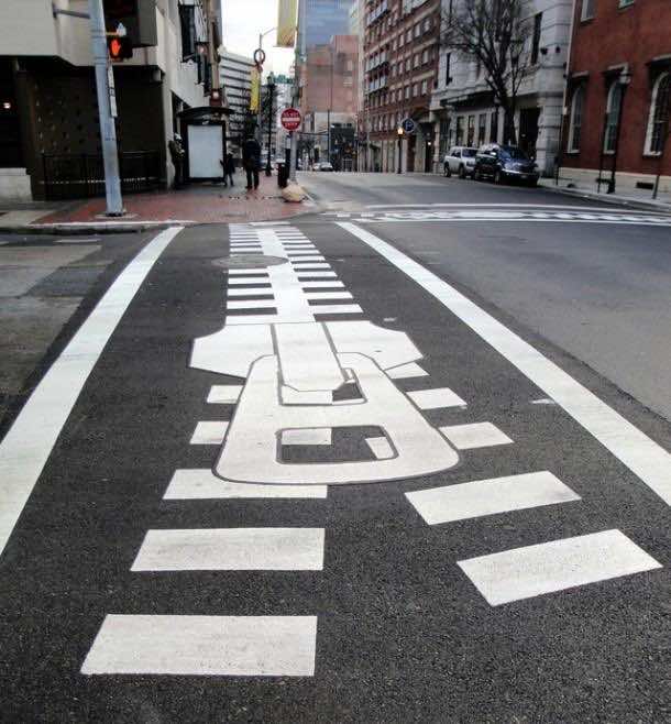 7. Zipper crosswalk in Baltimore, Maryland, U.S.