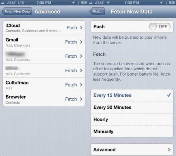 4. Disable Push Mail