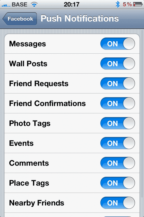 5. Turn Push notifications Off for Apps