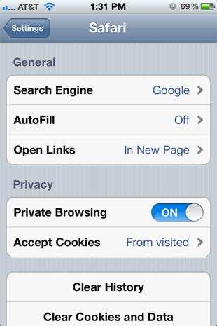 6. Private Browsing