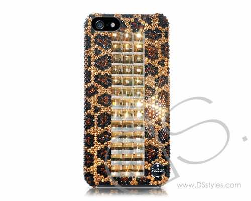 1. Cubical Leopardo Handcrafted Luxury Bling Swarovski Crystals Sparkling Full Glitter Rhinestones Back Snap-on Protective Hard Case Cover for iPhone 6