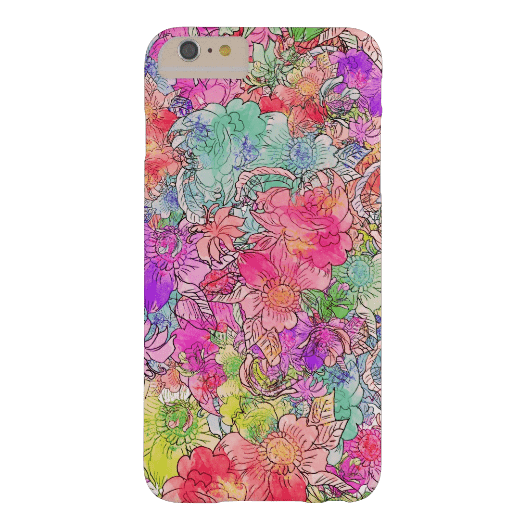 3. Bright Pink Red Watercolor Floral Drawing Sketch Barely There iPhone 6 Plus Case