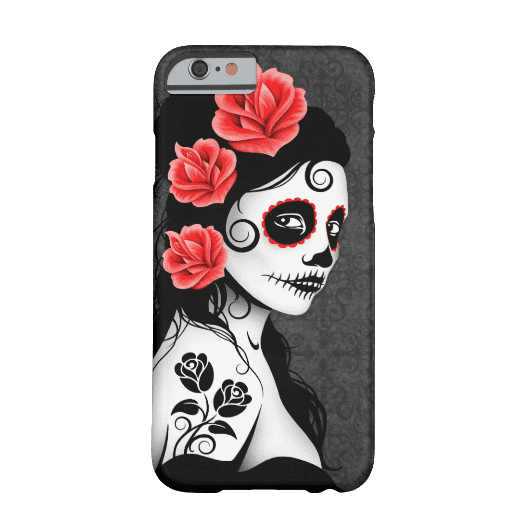 9. Day of the Dead Sugar Skull Girl - grey iPhone 6 Case