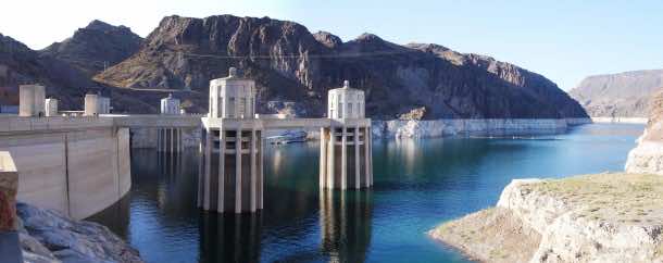 Panorama of Lake mead side of hoover dam