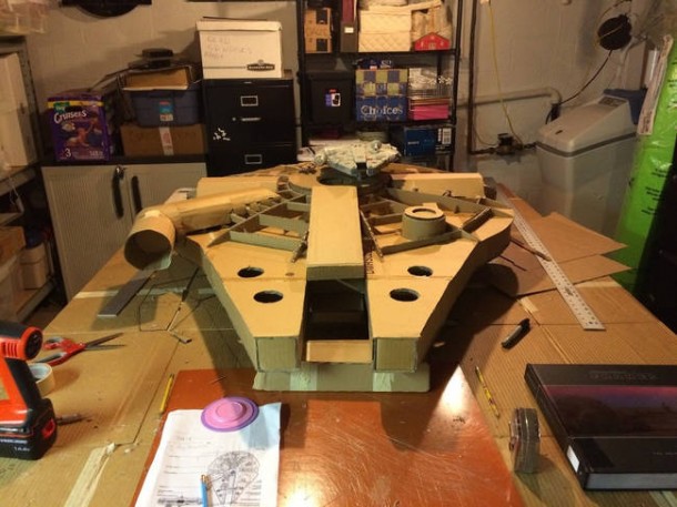A Giant Millennium Falcon Created from Cardboard 3