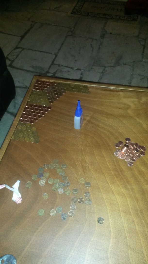 DIY Pennies Table – Amazing use of Pennies 6