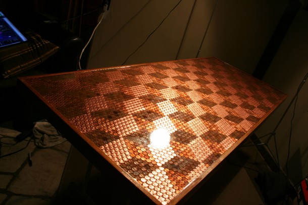 DIY Pennies Table – Amazing use of Pennies