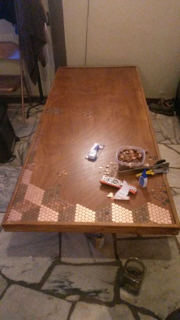 DIY Pennies Table – Amazing use of Pennies 7