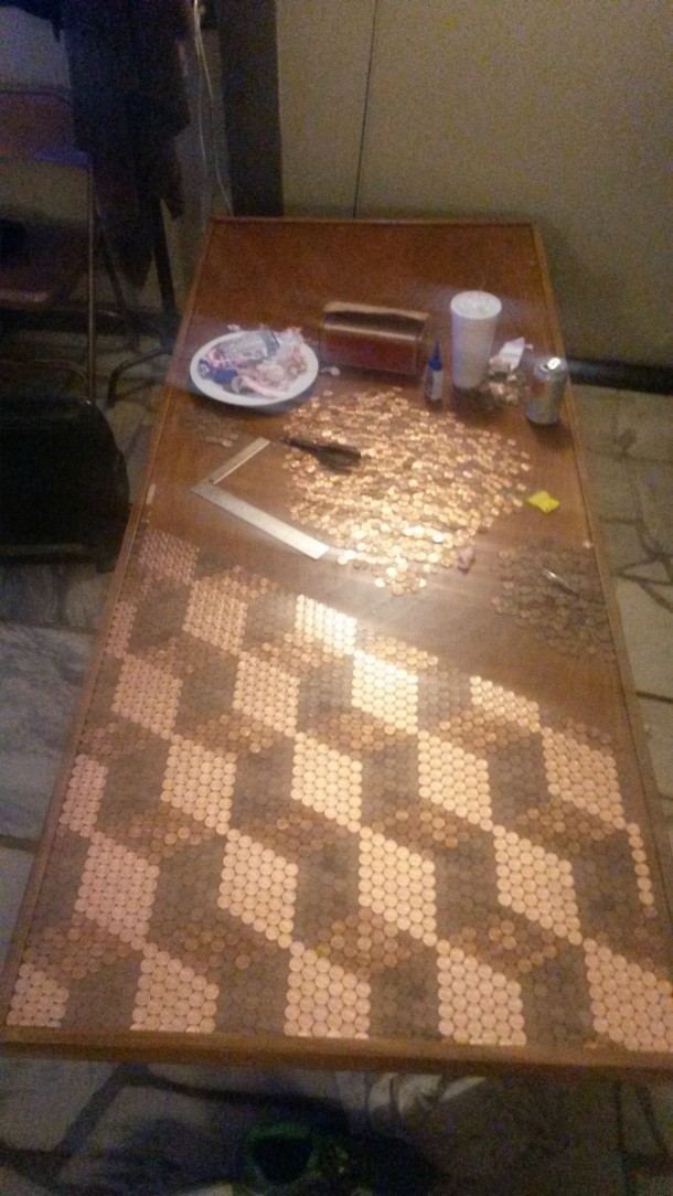 DIY Pennies Table – Amazing use of Pennies 9