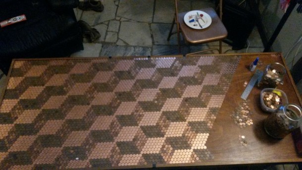 DIY Pennies Table – Amazing use of Pennies 14