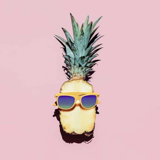 Hipster Pineapple Fashion Accessories and fruits. Vanilla style.