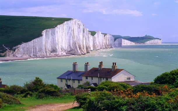 United Kingdom, UK, England, Sussex, Landscape, Seven Sisters cliffs, view from Seaford town