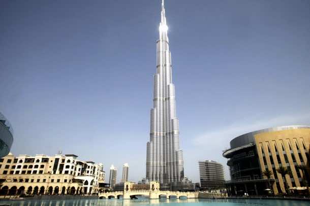 The Burj Khalifa, which houses the Armani hotel, stands in Dubai, United Arab Emirates, on Tuesday, April 27, 2010. Emaar Properties PJSC, which today opened its first hotel with fashion designer Giorgio Armani in Dubai, plans to build a second one in Milan, Chairman Mohamed Alabbar said. Photographer: Gabriela Maj/Bloomberg