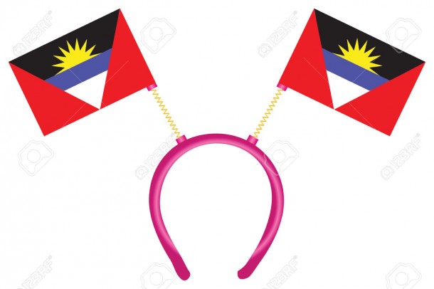 Cheerful headdress for the holiday with flag Antigua and Barbuda. Vector illustration.