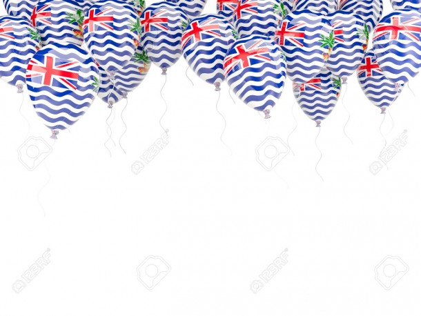 Balloon frame with flag of british indian ocean territory isolated on white