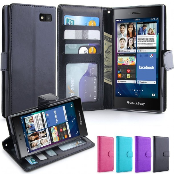 BlackBerry Leap Case, LK [Kickstand Feature] Luxury PU Leather Wallet Case