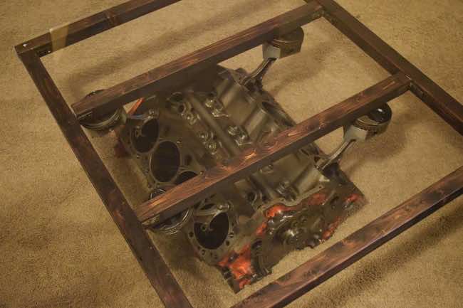 DIY coffee table from engine block2