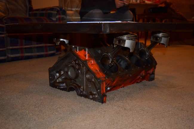 DIY coffee table from engine block3