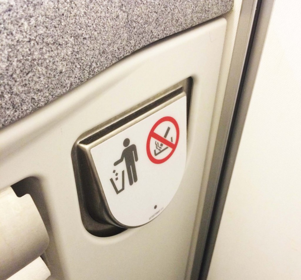 ashtray in airplane washroom