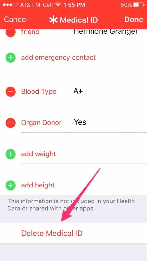 iOS health app medical ID