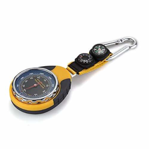SODIAL(R) 4in1 Compass Barometer Thermometer With Carabiner Camping Hiking Pocket 
