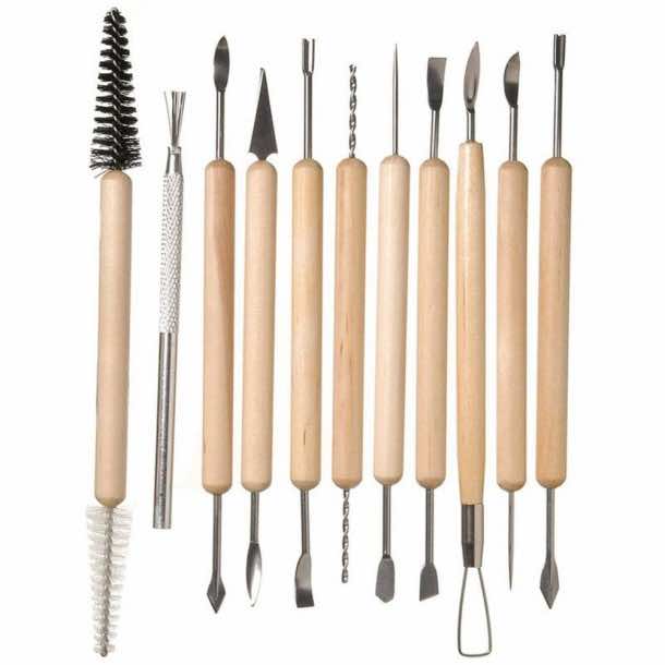 Clay Pottery Sculpting Tools Set of 38 with Bag and Wooden Handle for Art Crafts 