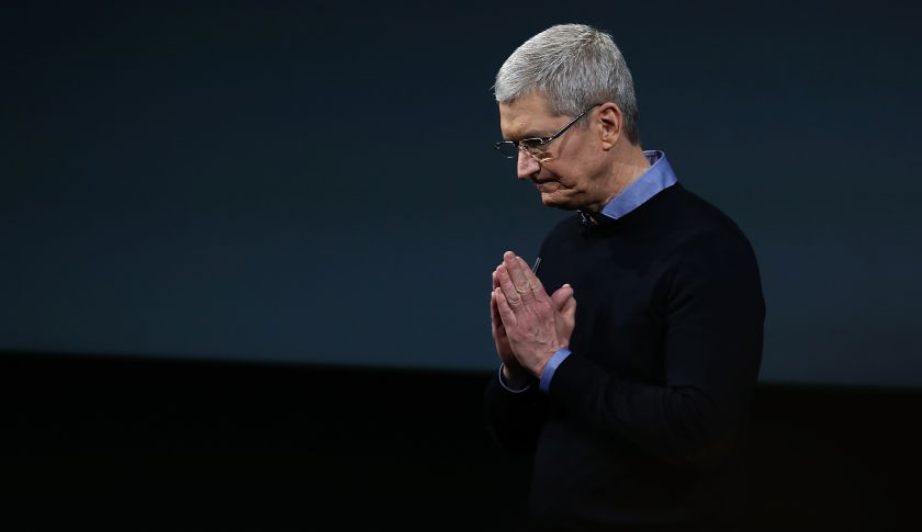 CUPERTINO, CA - MARCH 21: Apple CEO Tim Cook speaks during an Apple special event at the Apple headquarters on March 21, 2016 in Cupertino, California. The company is expected to update its iPhone and iPad lines, and introduce new bands for the Apple Watch. (Photo by Justin Sullivan/Getty Images)