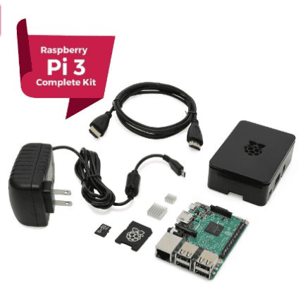 Raspberry Pi 3 COMPLETE Starter Kit, Black, Pi3 Model B Barebones Computer Motherboard