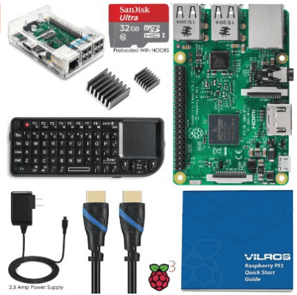 Vilros Raspberry Pi 3 Model B Complete Starter Kit with Keyboard--Clear Case Edition 