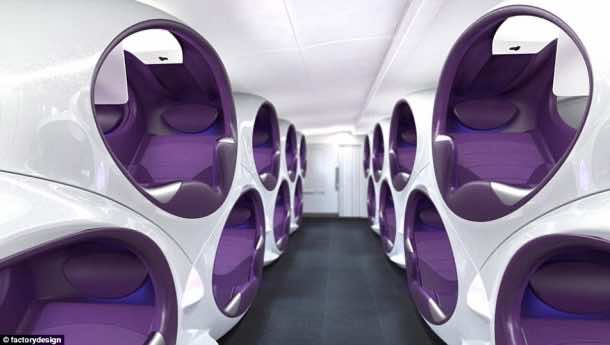 Air Lair concept offers passengers their own personalized cocoon. Credits: Factory Design