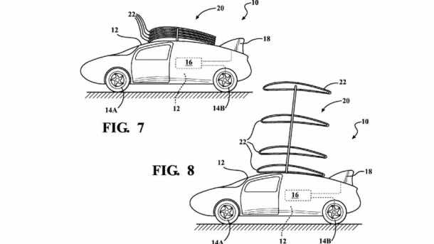 Toyota Patent showing stackable wings concept. Credits: priuschat.com