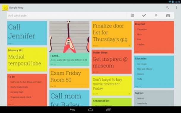 Google Keep. Credits: screenshots.en.sftcdn.net