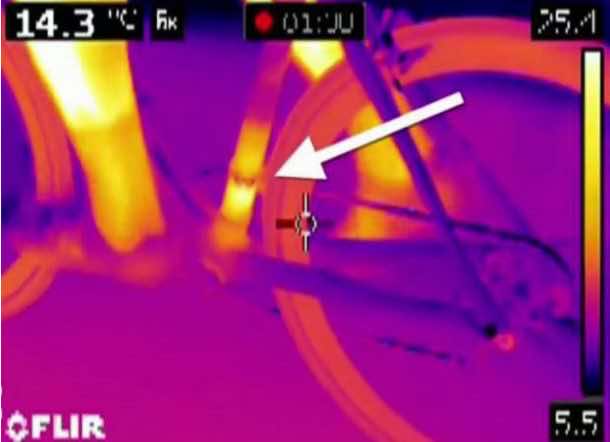 Thermal imaging revealed heat in the exact area where a hidden motor would be. [Picture credits: from road.cc]