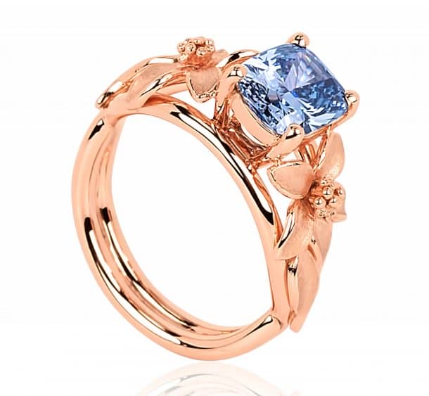 The design of the ring was inspired by Seymour, and includes a geranium-type floral motif in rose gold over platinum. Credits: Forbes