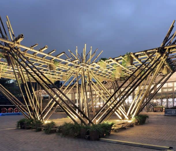 The treehouse would use recycled, local bamboo and have little environmental impact on the site. Credits: Penda