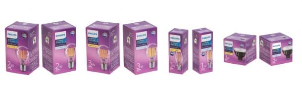 The Dubai Lamp comprises a family of 4 LED bulbs, each of which are available in "cool daylight" and "warm white" colors(Credit: Philips)