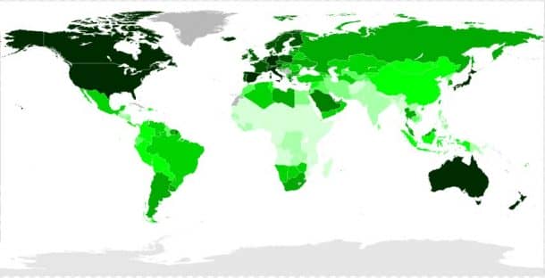Map of vehicles per capita 2011/ Credits: WikiPedia