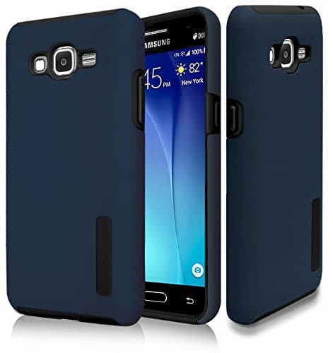 Case w/Kickstand Cover Compatible with Samsung Galaxy J7 V / J7 Perx / J7 Sky Pro / J7 Prime / J7 Halo - American Flag Shockproof Dual Layered J727 Hard PC+Soft Silicone 