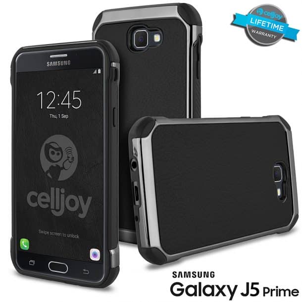 Galaxy J5 Prime Case, Celljoy [Deluxe Shock Armor] Samsung G570 Slim Fit Dual Layer Protective ((Shockproof)) Hybrid TPU Bumper [[Impact Resistant]] Premium Elegant - Thin Hard Cover (Black)