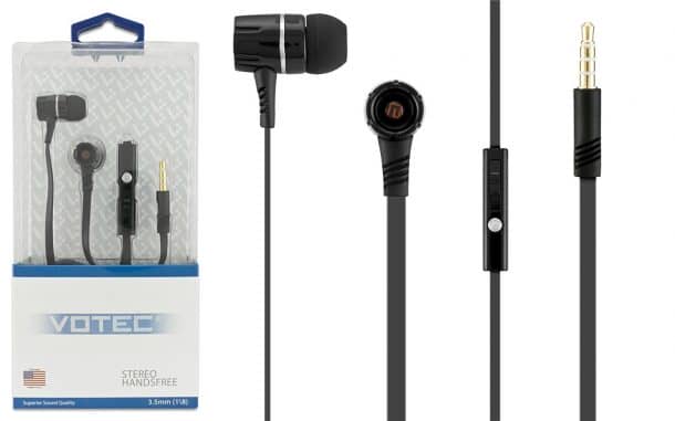 3.5mm Stereo Hands-free Tangleless Earbuds Headset w/ Mic Volume Control
