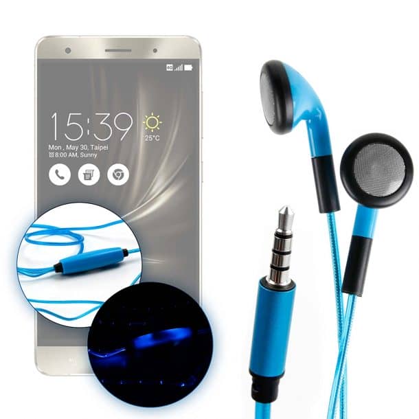 DURAGADGET Exclusive LED Flashing earphones for Asus Zenfone 3 ZE552KL 