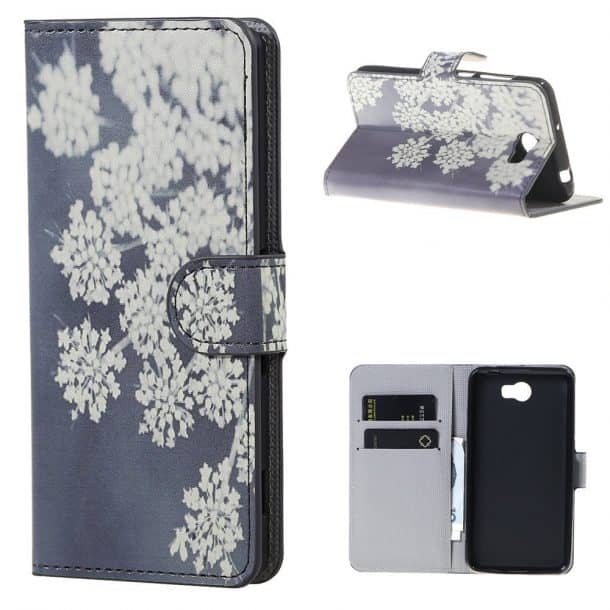 Noir Bookstyle Wallet Case Grandoin Case for Huawei Y5 2017 / Y6 2017 Premium PU Leather Unique Design Magnetic Flip Cover with Card Slots Holders Pressed Pattern Design 