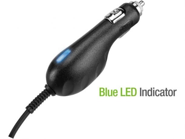 Premium Super Q6 Car Charger with BLUE LED 9ft Coiled Cord