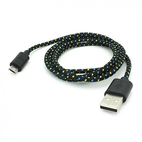 Braided 10ft Long Black USB Cable Charging Power Data Wire