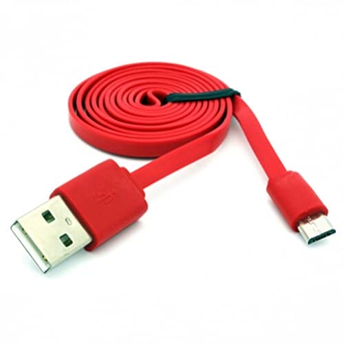 Red 3ft Flat Micro USB Cable Charging Cord Data Sync Wire