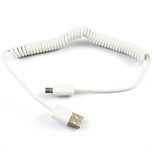 White Coiled Micro Cord USB Data Transfer Charging Cable